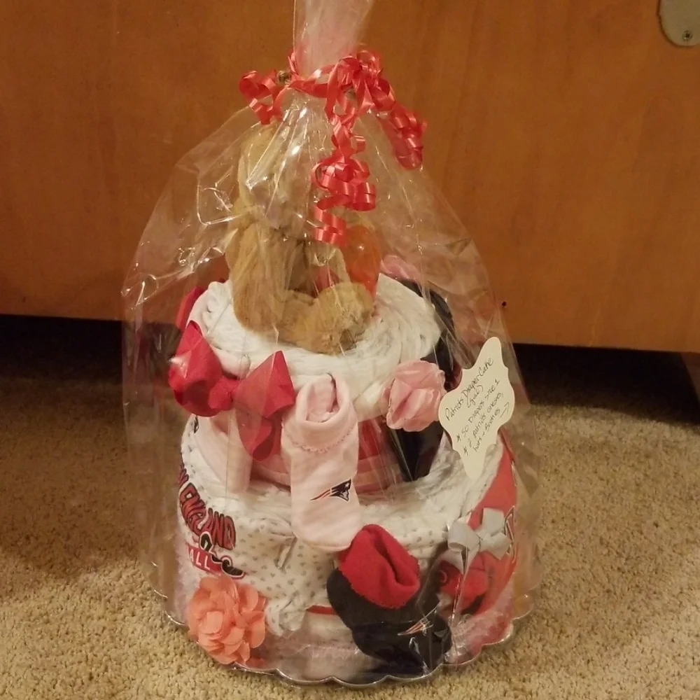 Patriots New England Football Diaper Cake